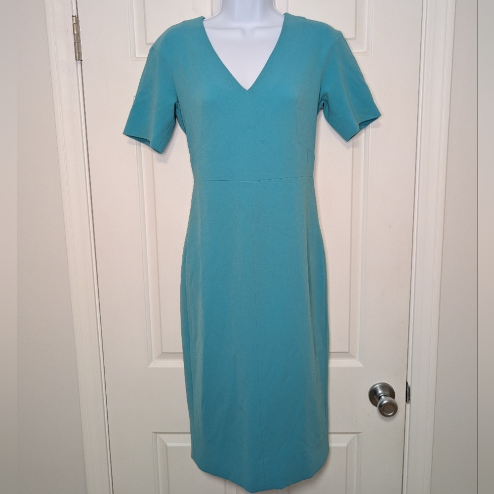 Diane von Furstenburg Elegant Teal V-Neck Dress Size 4